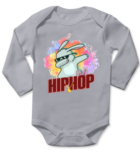 Happy Easter Kids Hop Dabbing Bunny Long Sleeve Baby One-Piece