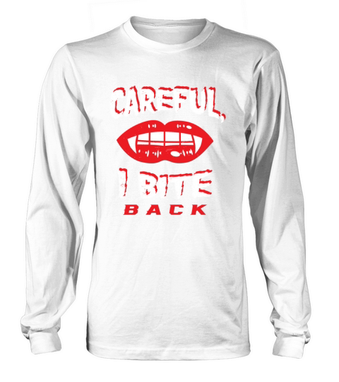 Careful I Bite Back Vampire Fangs Lips Vintage Hal Women's Long Sleeve