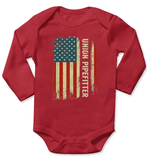 Union Pipefitter American Flag Long Sleeve Baby One-Piece