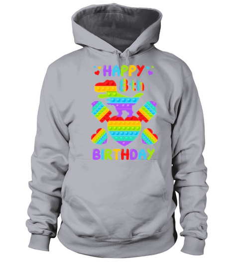 Kids Happy 8th Birthday Pop It Dinosaur Women's Hoodie