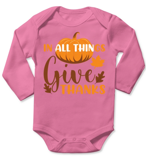 In all things give thanks autumn season maple leaf Long Sleeve Baby One-Piece