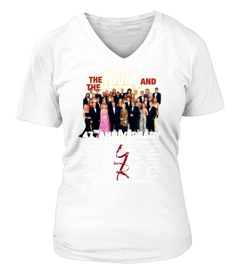 The Young and The Restless 47th Anniversary 1973 2020 Thank You For The Memories Signature V-neck T-Shirt Woman