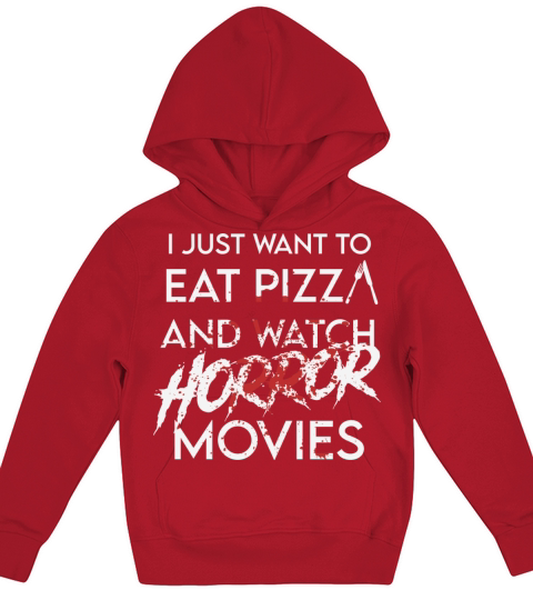 Funny Horror Movie Fan Halloween Pizza Kids Hoodie