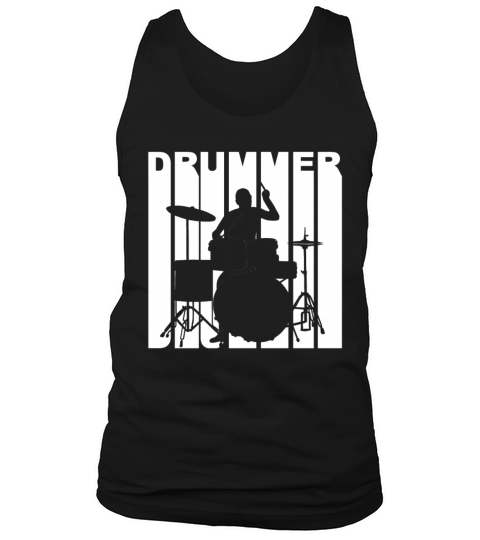 Vintage Style Drummer Silhouette Retro Music Men's Tank Top
