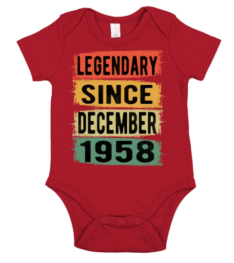 Birthday Retro Legendary December 1958 Short Sleeve Baby One-Piece