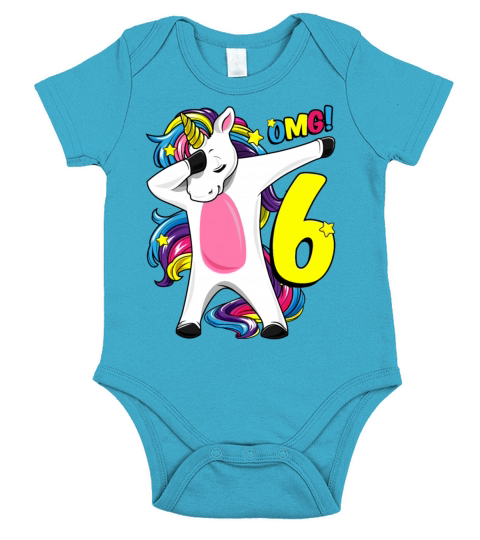 6 Years old Dabbing Unicorn gift girl 6th birthday Short Sleeve Baby One-Piece