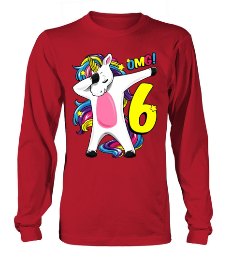 6 Years old Dabbing Unicorn gift girl 6th birthday Men's Long Sleeve