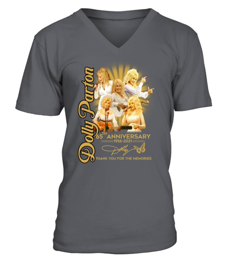 Dolly Parton 65th anniversary 1956 to 2021 thank you for the memories signature V-Neck T-shirt