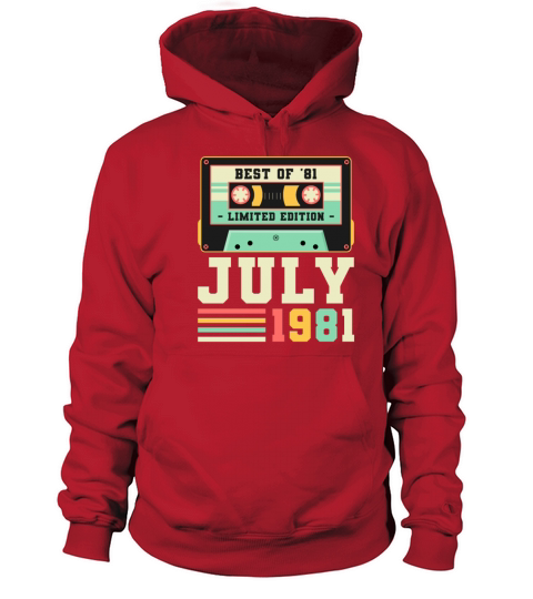 40th Birthday July Gift Vintage 1981 40 Years Men's Hoodie
