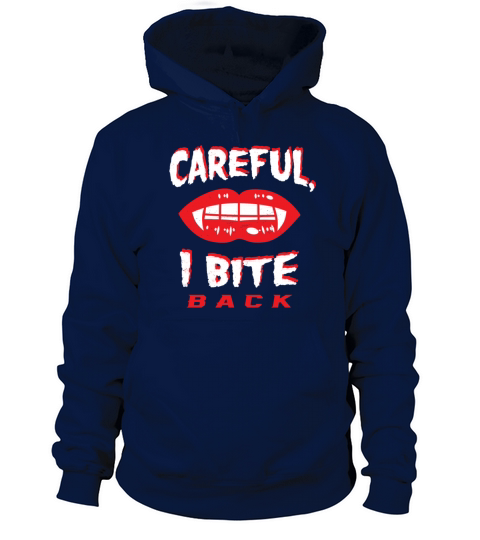 Careful I Bite Back Vampire Fangs Lips Vintage Hal Women's Hoodie