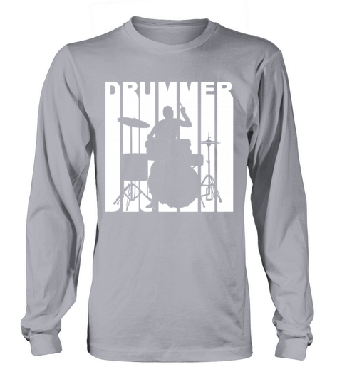 Vintage Style Drummer Silhouette Retro Music Women's Long Sleeve