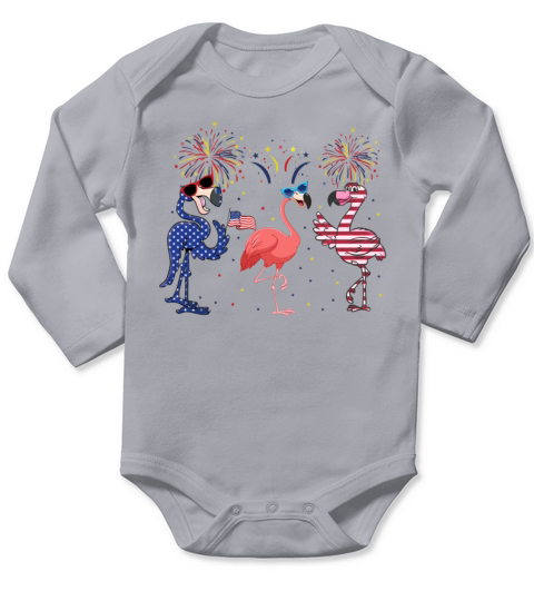 Flamingo Lady 4th Of July T shirt Long Sleeve Baby One-Piece