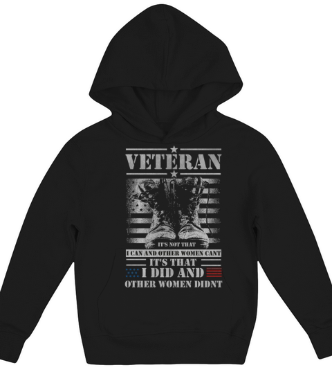 Female Women Veteran Military American Flag Kids Hoodie