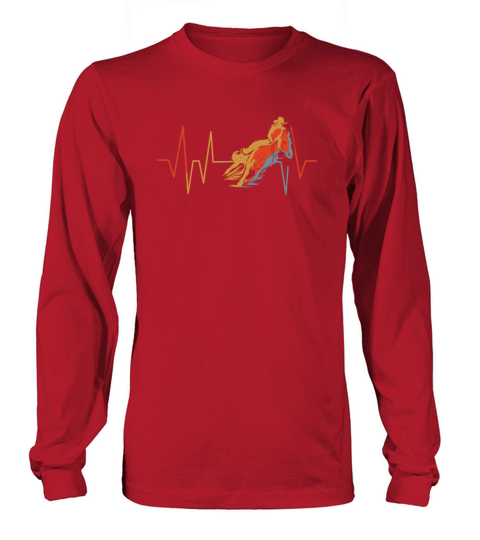 Barrel Racing Heartbeat Retro Vintage Heart Rate Men's Long Sleeve