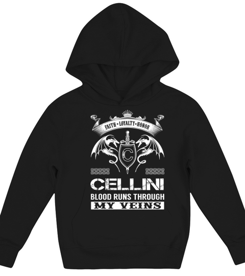 CELLINI Last Name, Surname Tshirt Kids Hoodie