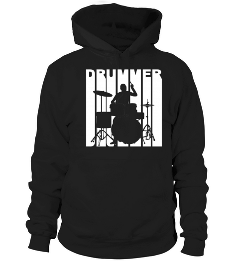 Vintage Style Drummer Silhouette Retro Music Women's Hoodie