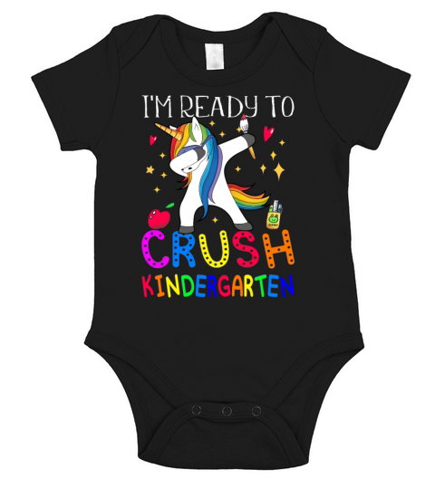 Im Ready To Crush Kindergarten Dabbing Unicorn Short Sleeve Baby One-Piece