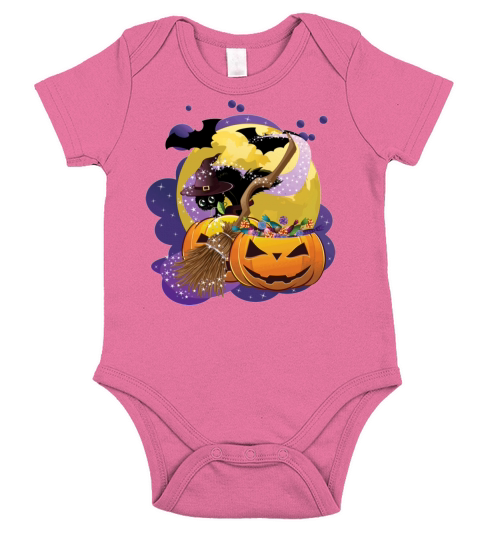 Halloween black cat Short Sleeve Baby One-Piece