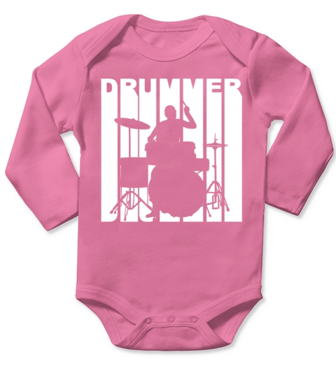 Vintage Style Drummer Silhouette Retro Music Long Sleeve Baby One-Piece