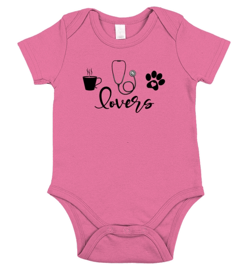 Women s Nurse Coffee Dogs Funny Love Paw T-Shirt Short Sleeve Baby One-Piece
