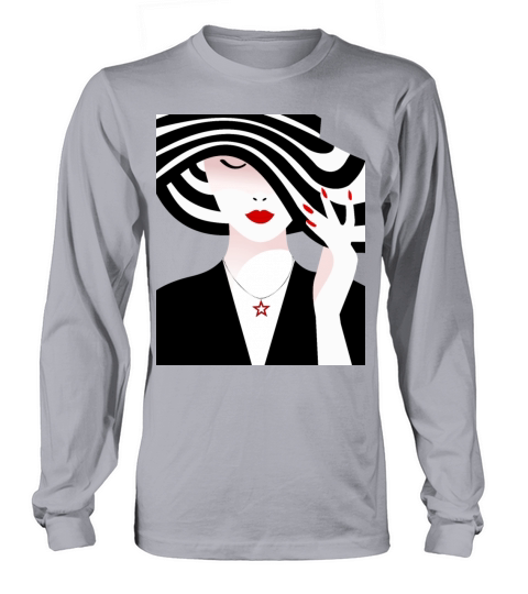 Woman with black and white striped hat Women's Long Sleeve