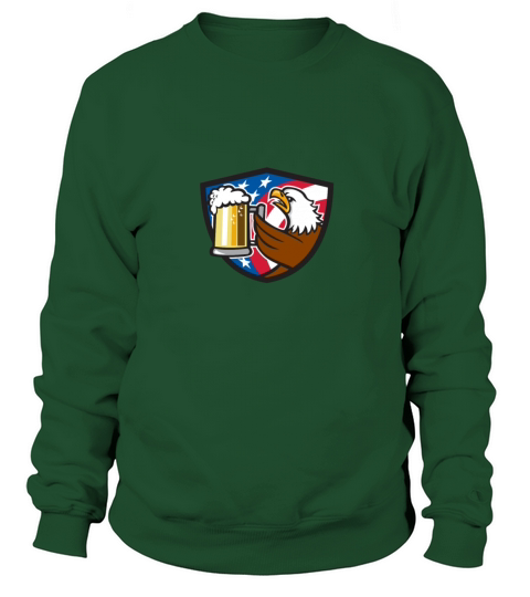 Bald Eagle Hoisting Beer Stein USA Flag Crest Retr Women's Sweatshirt