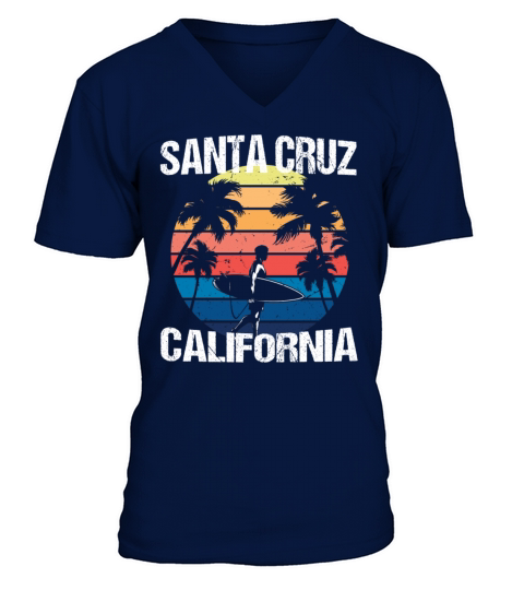 Santa Cruz California Surfing Beach Gift Idea Men's V-Neck T-shirt