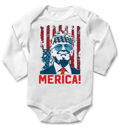 Trumpf 2020 Hemden Merica glückliches amerikanisches Unabhängigkeitstag-Hemd Long Sleeve Baby One-Piece