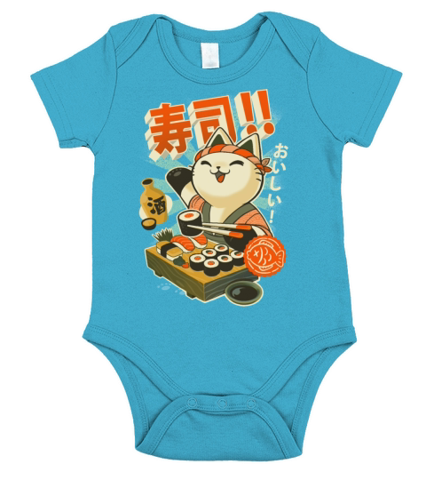 Su Chef Cat Funny Restaurant Kitty Japanese Food Short Sleeve Baby One-Piece