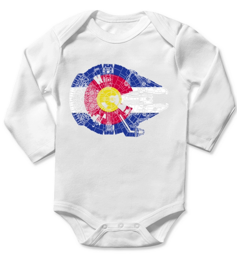 Colorado Flag and The Millennium Falcon Long Sleeve Baby One-Piece