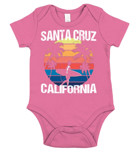 Santa Cruz California Surfing Beach Gift Idea Short Sleeve Baby One-Piece