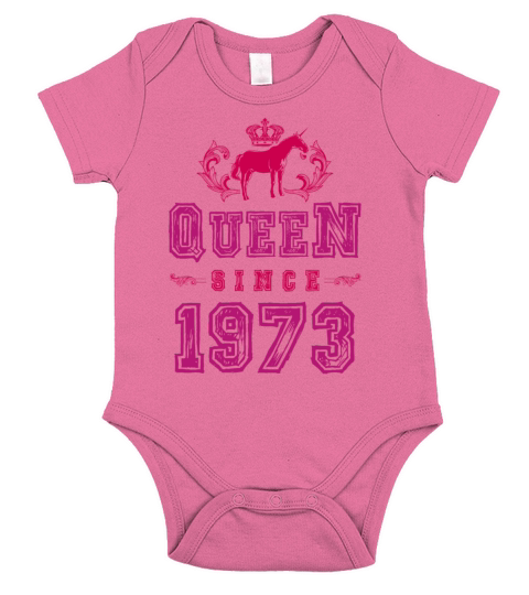 1973 Queen Unicorn Short Sleeve Baby One-Piece