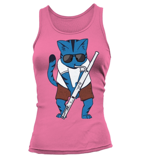 Funny Cat Playing Bassoon Wearing Sunglasses Women's Tank Top