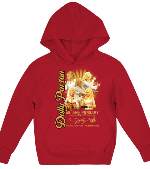 Dolly Parton 65th anniversary 1956 to 2021 thank you for the memories signature Kids Hoodie