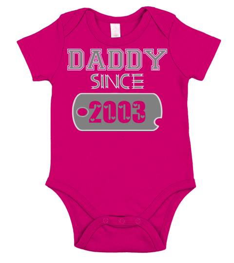 Daddy Since Tag 2003 Happy Fathers Day Short Sleeve Baby One-Piece