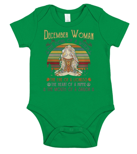 December woman the soul of a witch the fire of a lioness the heart of a hippie the mouth of a sailor Short Sleeve Baby One-Piece