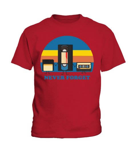 Never Forget Floppy Disk VHS and Cassette Tape Kids T-Shirt