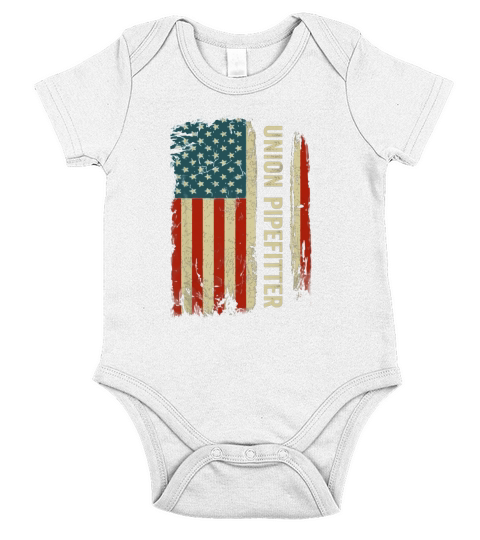 Union Pipefitter American Flag Short Sleeve Baby One-Piece