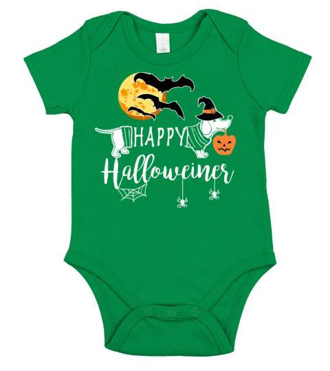 Happy Halloweiner Dachshund Halloween Doxie Owners Dark Short Sleeve Baby One-Piece