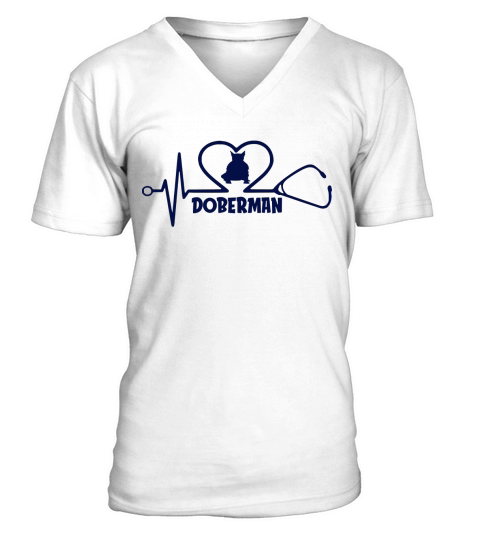 Doberman Nurses Doctors Stethoscope Classic For Dog Lover 2020 - Unisex Long Sleeve V-Neck T-shirt
