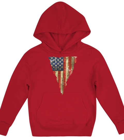 12 Vintage Distress US Flag 7 Kids Hoodie