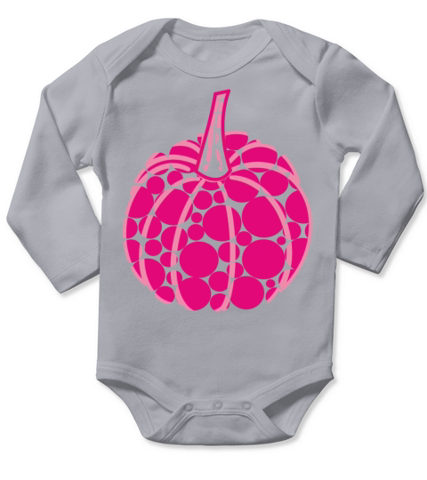 Pumpkin with pink polka dots Long Sleeve Baby One-Piece