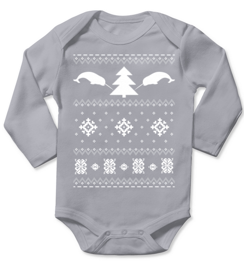 Narwhal Christmas Sweater Long Sleeve Baby One-Piece