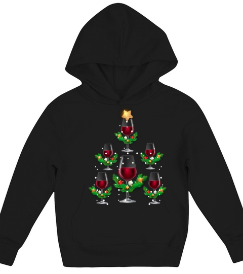 Christmas Tree Wine Kids Hoodie