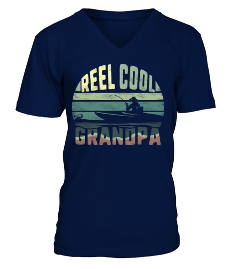 Fishing Reel Cool Grandpa Vintage Sunset Fathers Men's V-Neck T-shirt