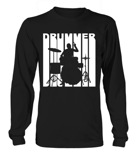 Vintage Style Drummer Silhouette Retro Music Men's Long Sleeve