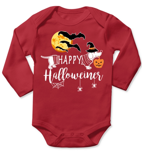 Happy Halloweiner Dachshund Halloween Doxie Owners Dark Long Sleeve Baby One-Piece