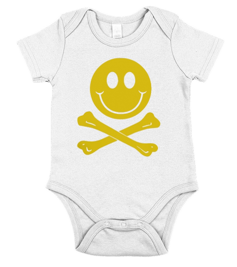 Smiley Pirate Skull and Crossbones T-Shirt Short Sleeve Baby One-Piece