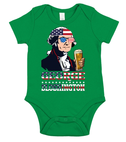 American Flag George Sloshington Short Sleeve Baby One-Piece