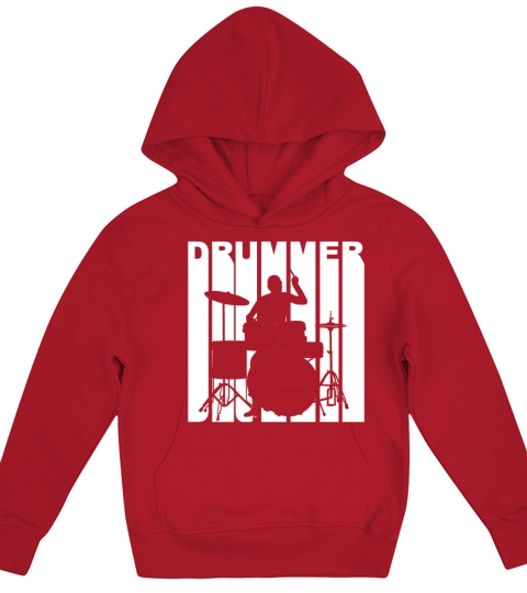 Vintage Style Drummer Silhouette Retro Music Kids Hoodie
